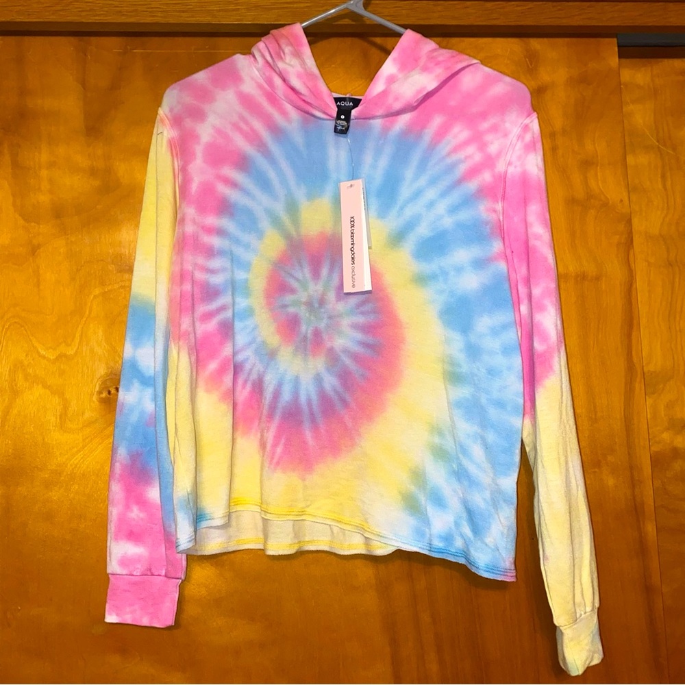 AQUA tie-dye hoodie NWT
